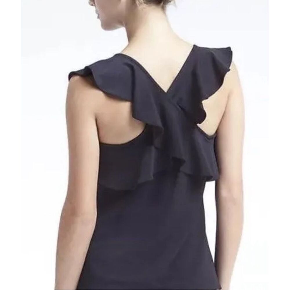 Banana Republic Women's Size XS Cross Back Ruffle Top Sleeveless Tank Cami Hatle